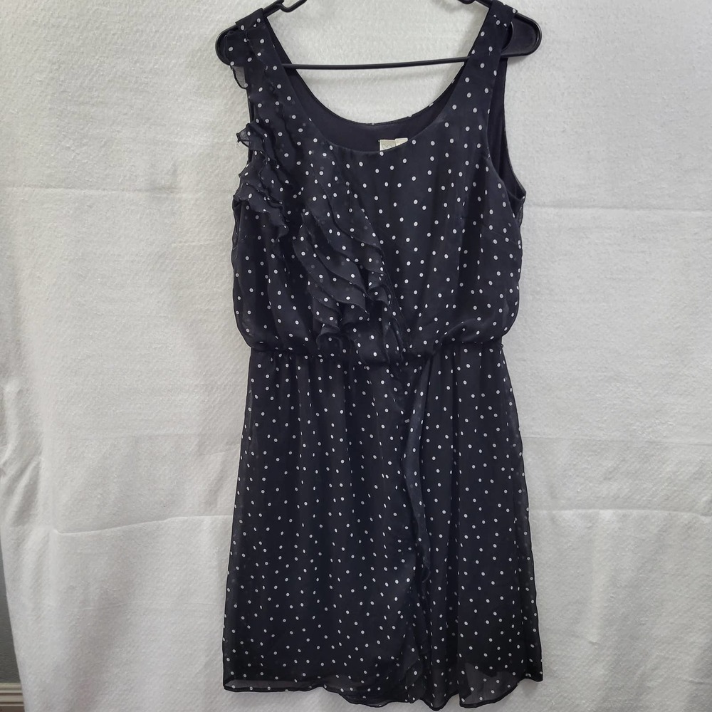 Emma & Michelle Black with White Polka Dots Size 12 Ruffle Dress  7523-0314